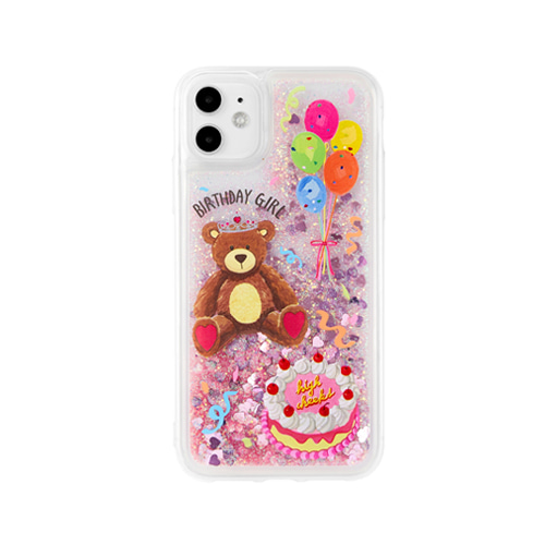 [트와이스 나연착용/주문제작]Happy Birthday Teddy Bear Glitter Phonecase