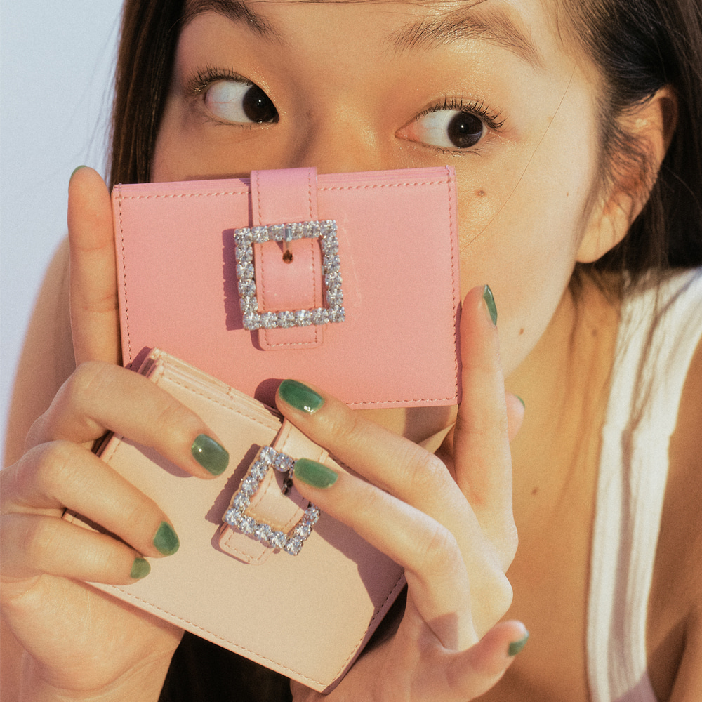 [11/28 순차출고] Lady Embellished Card Wallet_Candy Pink